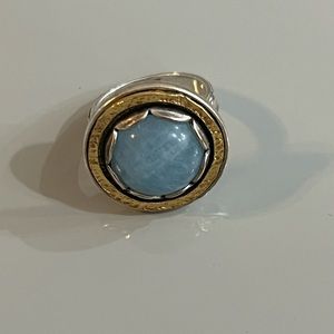 Or Paz Sterling Silver 925 Milky Aquamarine Cabochon Ring size 7